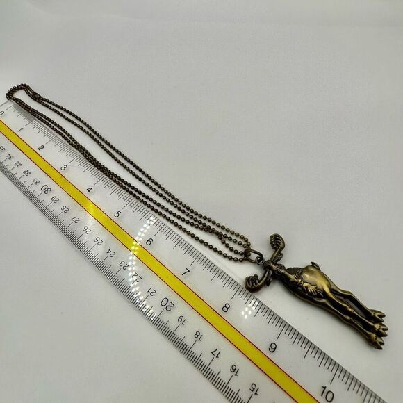 Moose long bronze tone pendant necklace - Picture 7 of 11